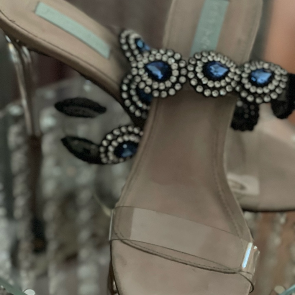 Two pairs beautiful clear with rhinestones. 1 with scraps and 1 slides in